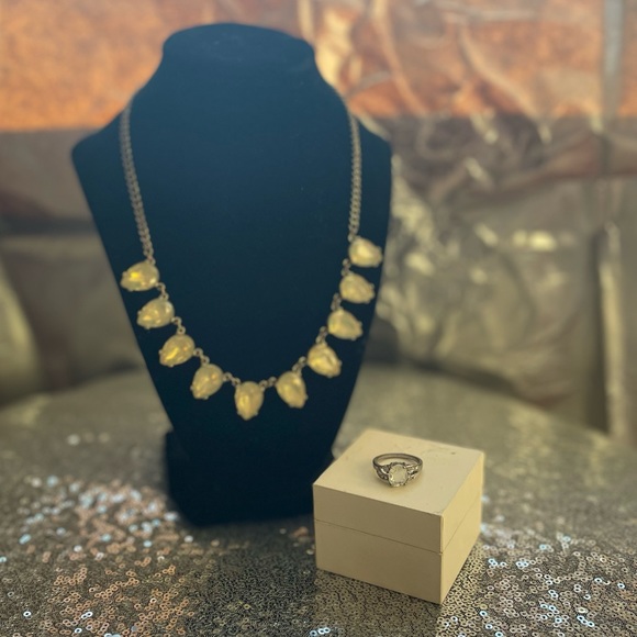 Opal Simulated Necklace & Ring Set - Picture 4 of 10